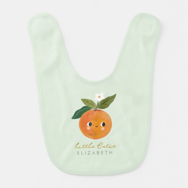 Little Cutie Orange Baby Bib (Front)