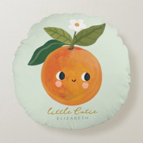 Little Cutie Orange Baby Round Pillow