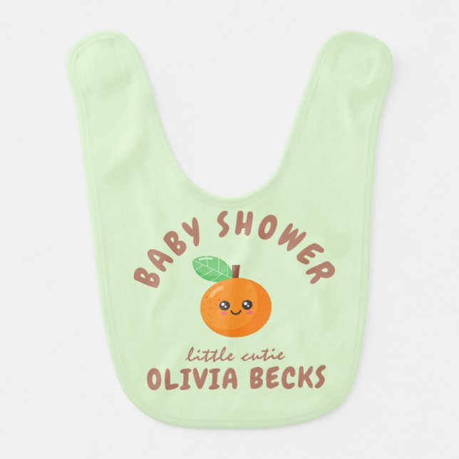 Little Cutie Orange Baby Shower  Baby Bib (Front)