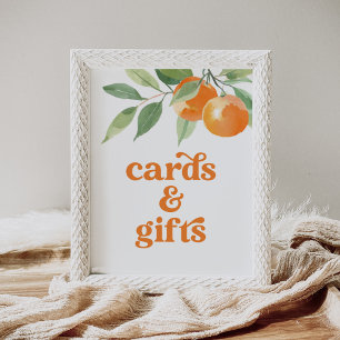 Little Cutie Orange Baby Shower Cards and Gifts Poster