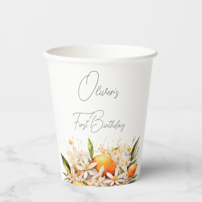 Little cutie Orange Baby Shower Citrus  Paper Cups (Front)