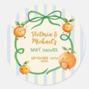 Little Cutie Orange Baby Shower Classic Round Sticker