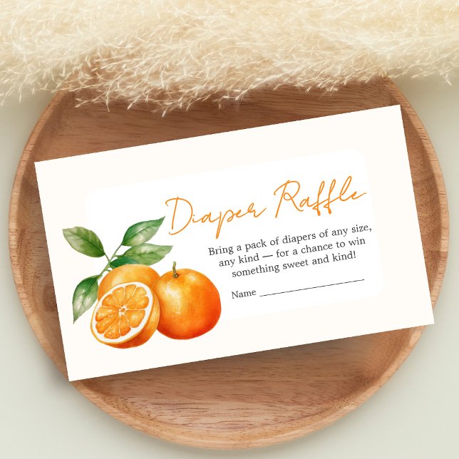 Little Cutie Orange Baby Shower Diaper Raffle Enclosure Card (Little Cutie Baby Shower Diaper Raffle)