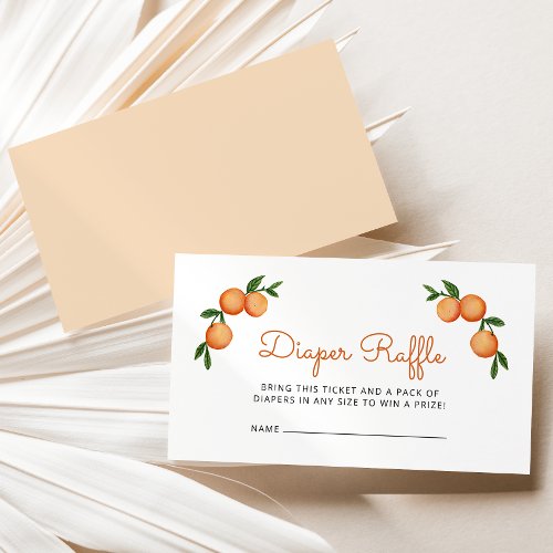 Little Cutie Orange Baby Shower Diaper Raffle  Enclosure Card