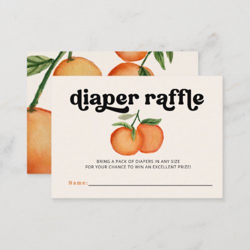 Little Cutie Orange Baby Shower Diaper Raffle Enclosure Card