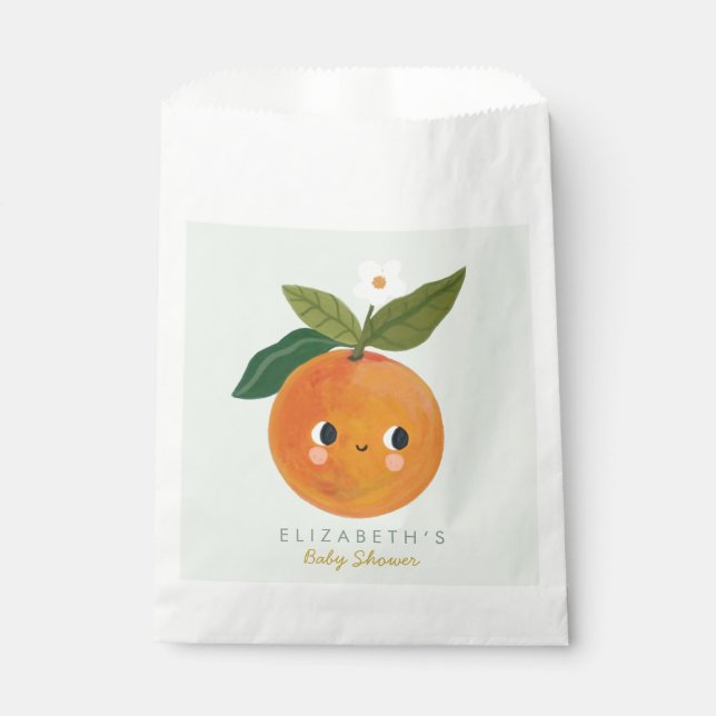 Little Cutie Orange Baby Shower  Favor Bag (Front)