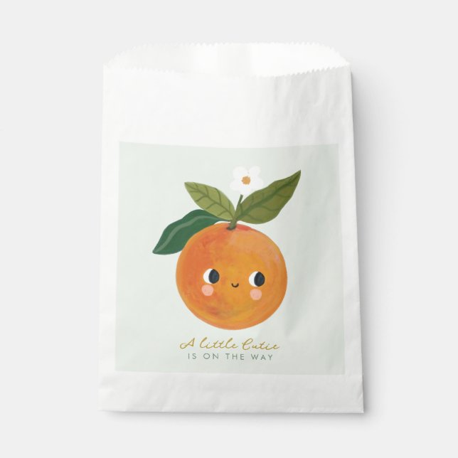 Little Cutie Orange Baby Shower  Favor Bag (Front)