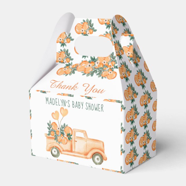Little Cutie Orange Baby Shower Favor Box (Front Side)