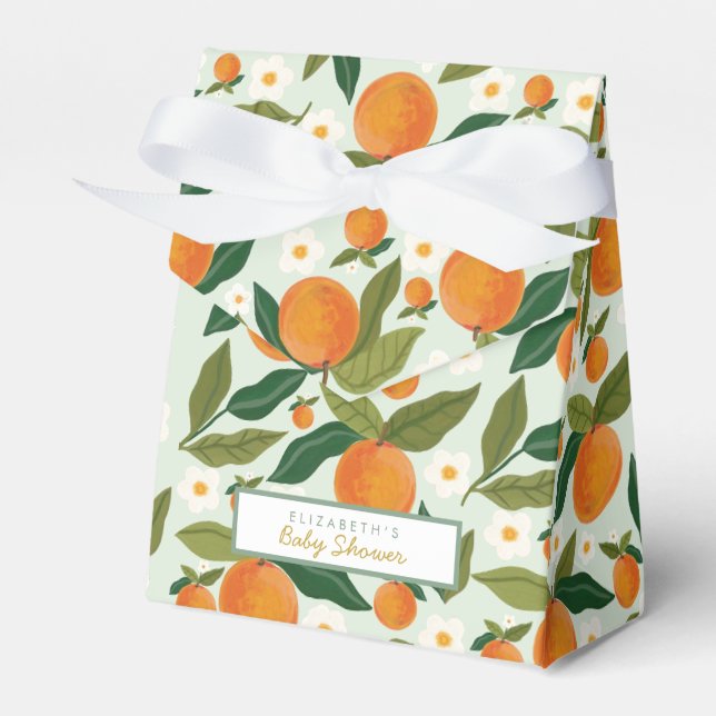 Little Cutie Orange Baby Shower Favor Box (Front Side)