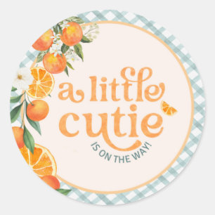 Little Cutie Orange Baby Shower Favor Stickers