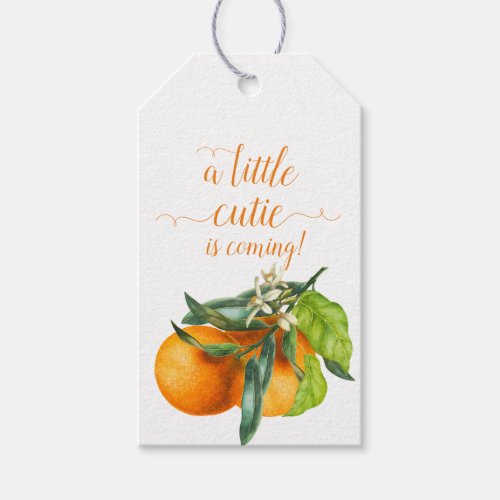 Little Cutie Orange Baby Shower  Gift Tags
