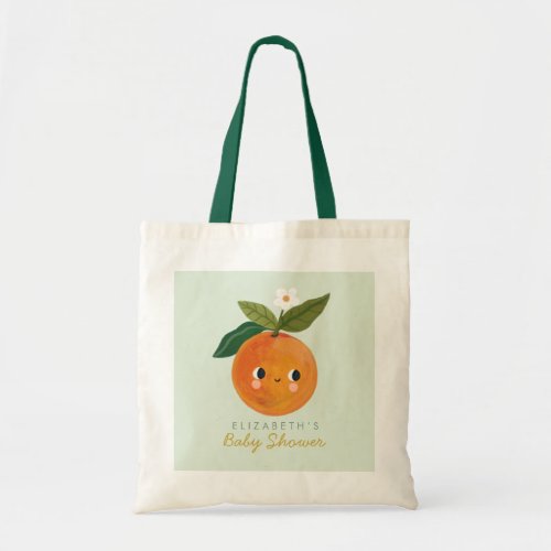 Little Cutie Orange Baby Shower Gift Tote Bag
