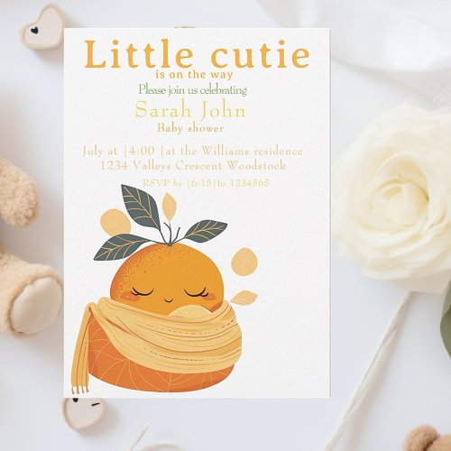 Little cutie orange Baby shower  Invitation