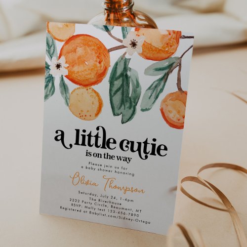 Little Cutie Orange Baby Shower Invitation