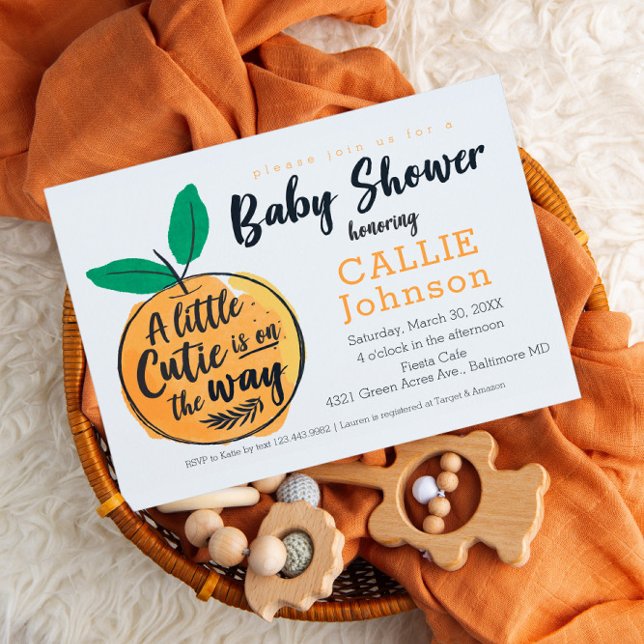 Little Cutie Orange Baby Shower Invitation (Creator Uploaded)