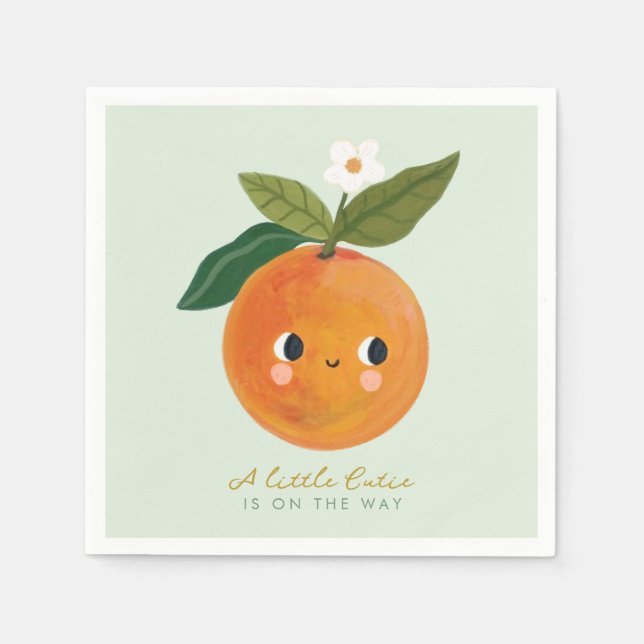 Little Cutie Orange Baby Shower  Napkins (Front)