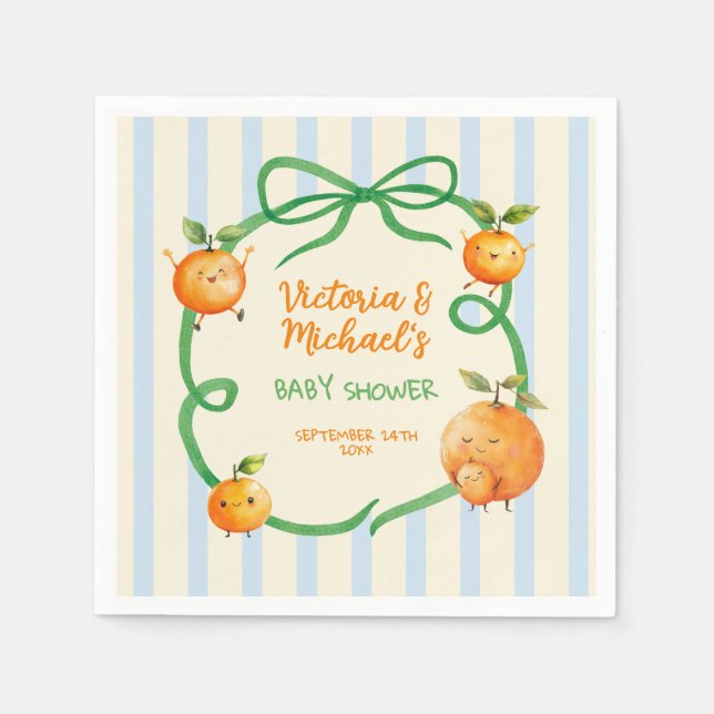 Little Cutie Orange Baby Shower Napkins (Front)