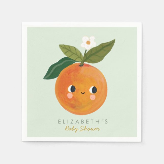 Little Cutie Orange Baby Shower  Napkins (Front)