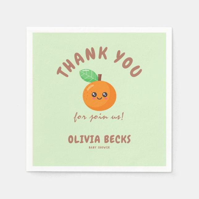 Little Cutie Orange Baby Shower  Napkins (Front)