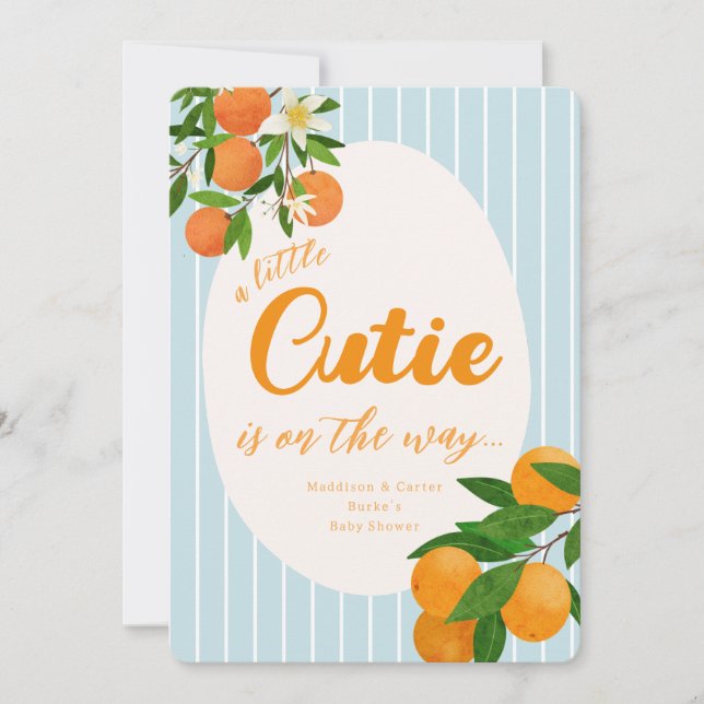 Little Cutie Orange Baby Shower - Organic Market Invitation (Front)