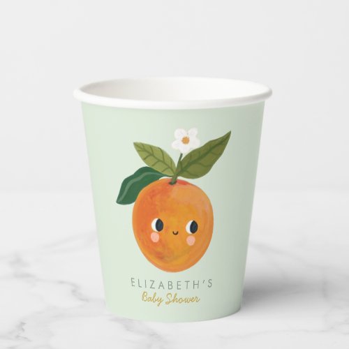 Little Cutie Orange Baby Shower Paper Cups