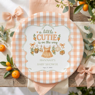 Little Cutie Orange Baby Shower Paper Plates