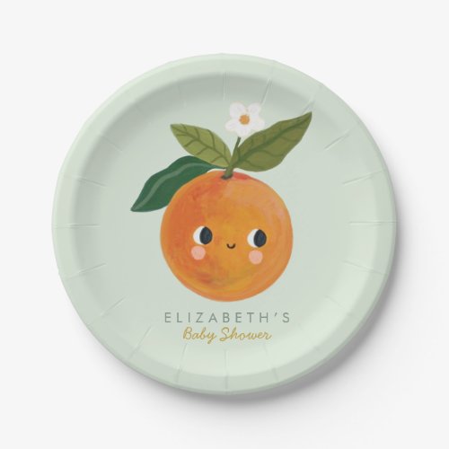 Little Cutie Orange Baby Shower  Paper Plates