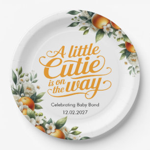 Little Cutie Orange Baby Shower Personalized Paper Plates