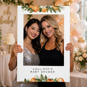 Little Cutie Orange Baby Shower Photo Frame Prop Selfie Frame