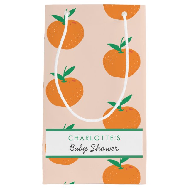  Little Cutie Orange Baby Shower Small Gift Bag (Front)