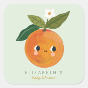 Little Cutie Orange Baby Shower Square Sticker