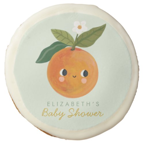 Little Cutie Orange Baby Shower Sugar Cookie