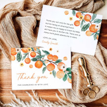 Little Cutie Orange Baby Shower Thank You