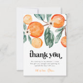 Little Cutie Orange Baby Shower Thank You Card (Front)