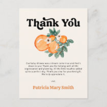 Little Cutie Orange Baby Shower Thank You Postcard