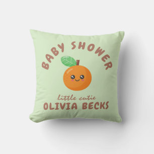 Little Cutie Orange Baby Shower  Throw Pillow