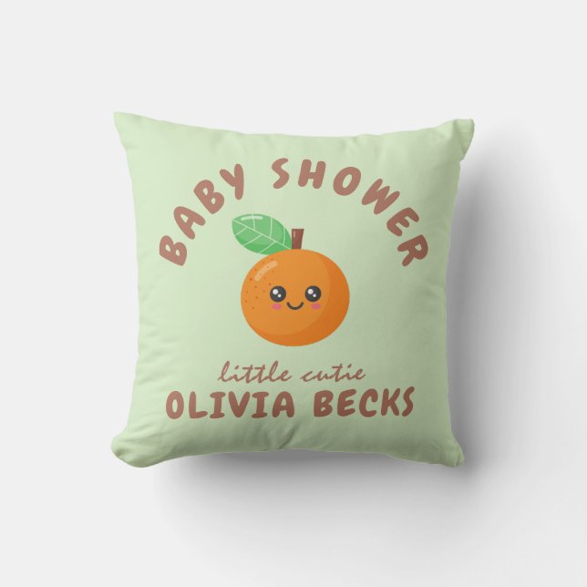 Little Cutie Orange Baby Shower  Throw Pillow (Front)