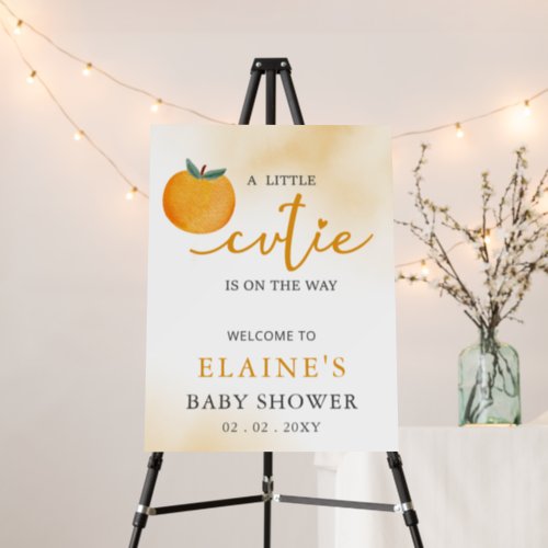 Little Cutie Orange Baby Shower Welcome Sign