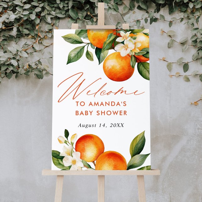 Little Cutie Orange Baby Shower Welcome Sign (Creator Uploaded)