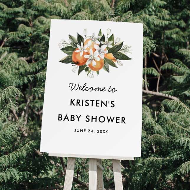 Little Cutie Orange Baby Shower Welcome Sign (Creator Uploaded)