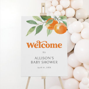 Little Cutie Orange Baby Shower Welcome Sign