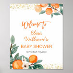 Little Cutie Orange Baby Shower Welcome Sign at Zazzle