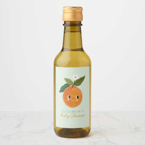 Little Cutie Orange Baby Shower Wine Label