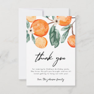 Little Cutie Orange Birthday Thank You Card