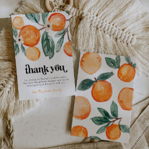 Little Cutie Orange Birthday Thank You Card