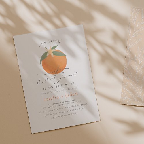 Little Cutie  Orange Blossom Spring Baby Shower Invitation