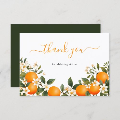 Little Cutie Orange Botanical Citrus Thank You Card