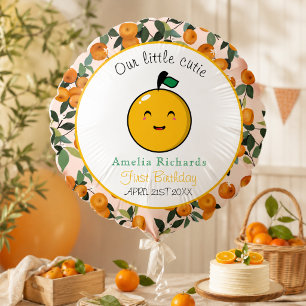 Little Cutie Orange Citrus 1st Birthday Balloon