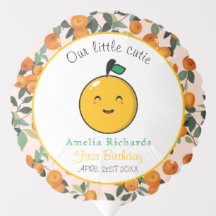 Little Cutie Orange Citrus 1st Birthday  Balloon