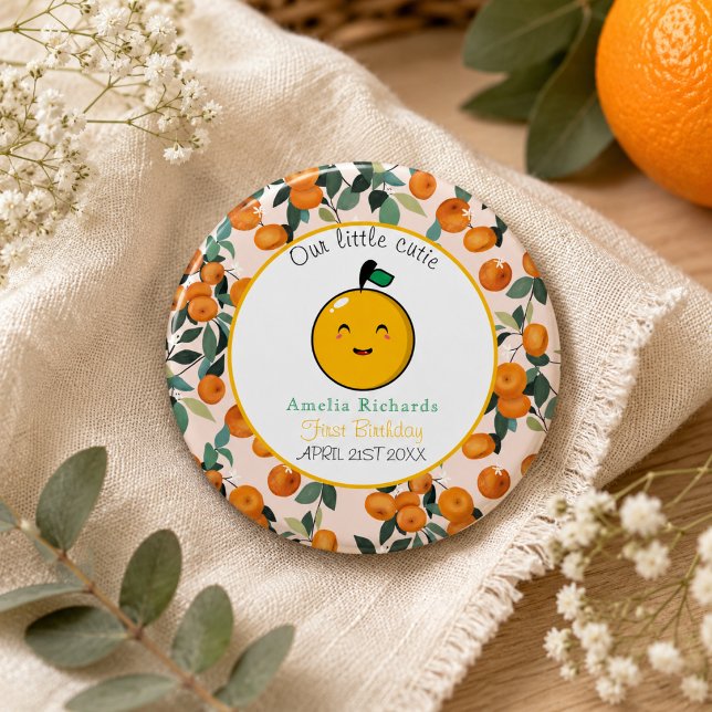  Little Cutie Orange Citrus 1st Birthday  Button (Little Cutie Orange Citrus 1st Birthday Button)